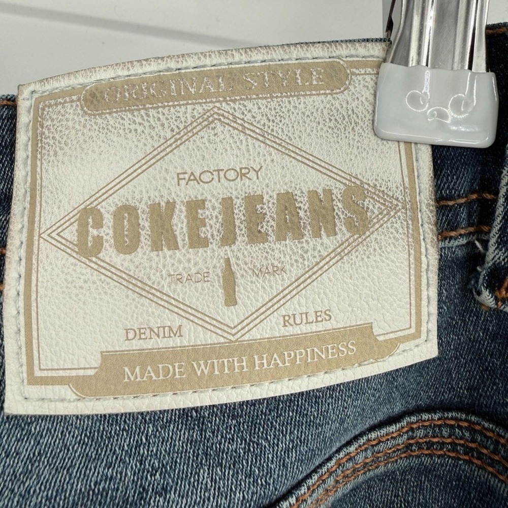 Coca-Cola Jeans Mens Jeans 32 Blue Skinny Stretch‎ Distressed Whiskered Denim - Picture 12 of 16